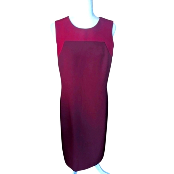 Anne Klein Deep Red Garnet Sleeveless Knit Sheath Career Dress Sz 10 - Picture 1 of 7